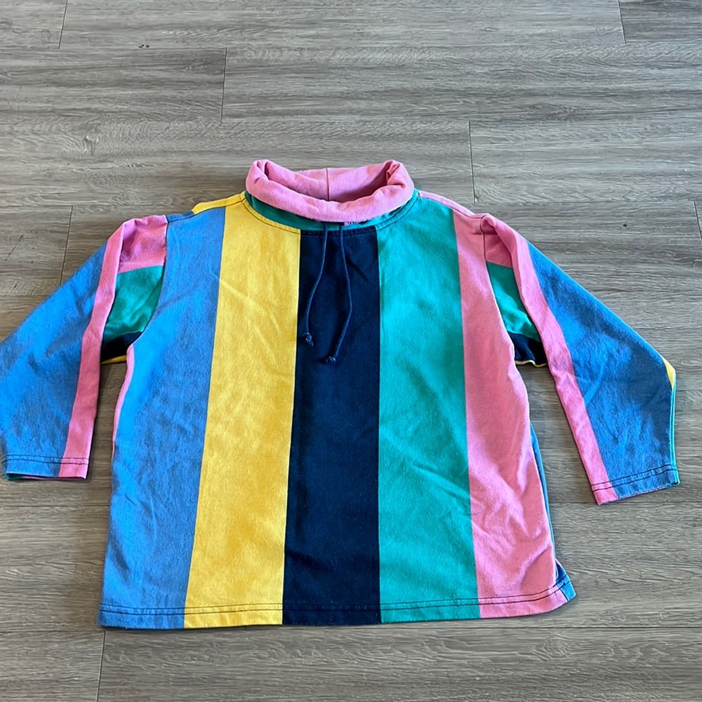 Vintage Multi Color Striped Mock Neck Pullover